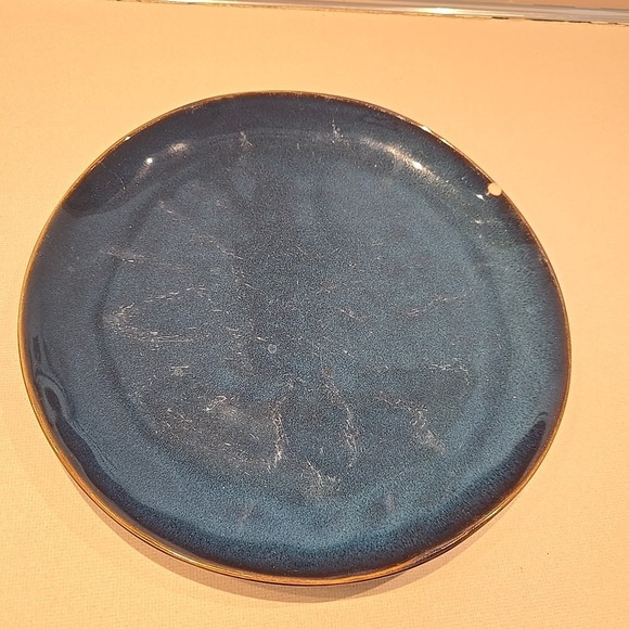 World Market Organic Reactive Indigo Dinner Plate 10 3/4" With Chip - Picture 1 of 4